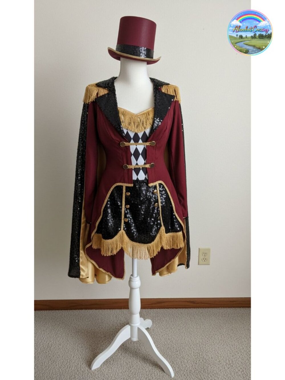 Ringmaster Circus Costume Jacket Dress Cape Hat Epaulets